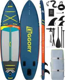 EGGORY Inflatable Paddle Board, 11'x34" Stand Up Paddle Board, Sup Board with Removable Fin, Floating Paddle, Hand Pump, Waterproof Bag, Traveling Boa