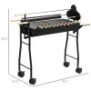 Portable Charcoal BBQ Grills Steel Rotisserie Outdoor Cooking Height Adjustable with 4 Wheels Large / Small Skewers Portability for Patio, Backyard, B