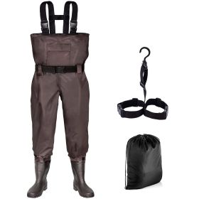 Sunocity Chest Fishing Waders for Men Women with Boots Waterproof, Nylon Chest Wader with PVC Boots & Hanger (Color: Coffee, size: Men 9 / Women 11)